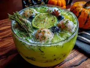 spooky glowing green halloween punch - featured image