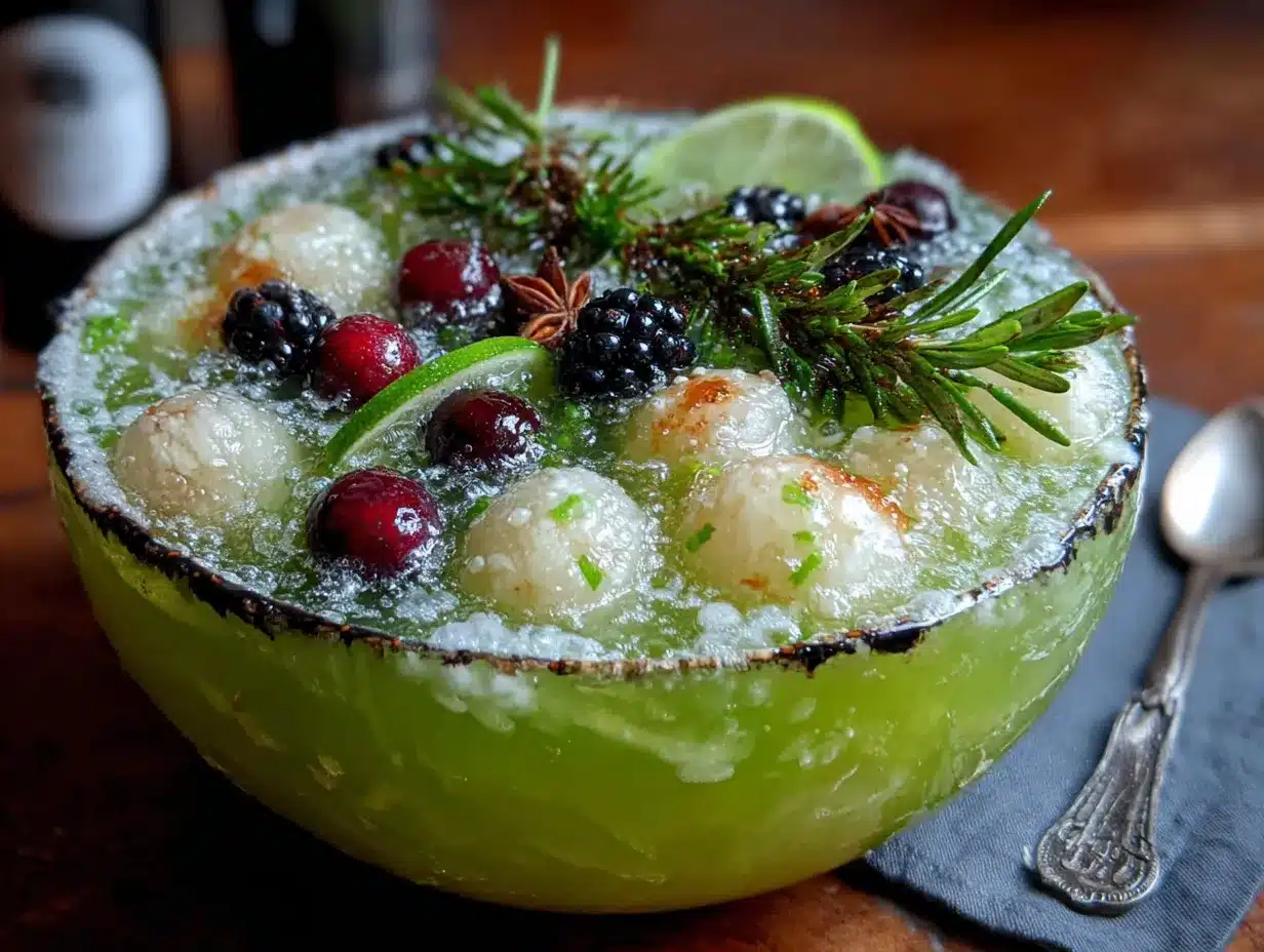 spooky glowing green halloween punch preparation steps