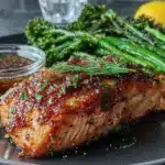 sticky honey garlic salmon - featured image