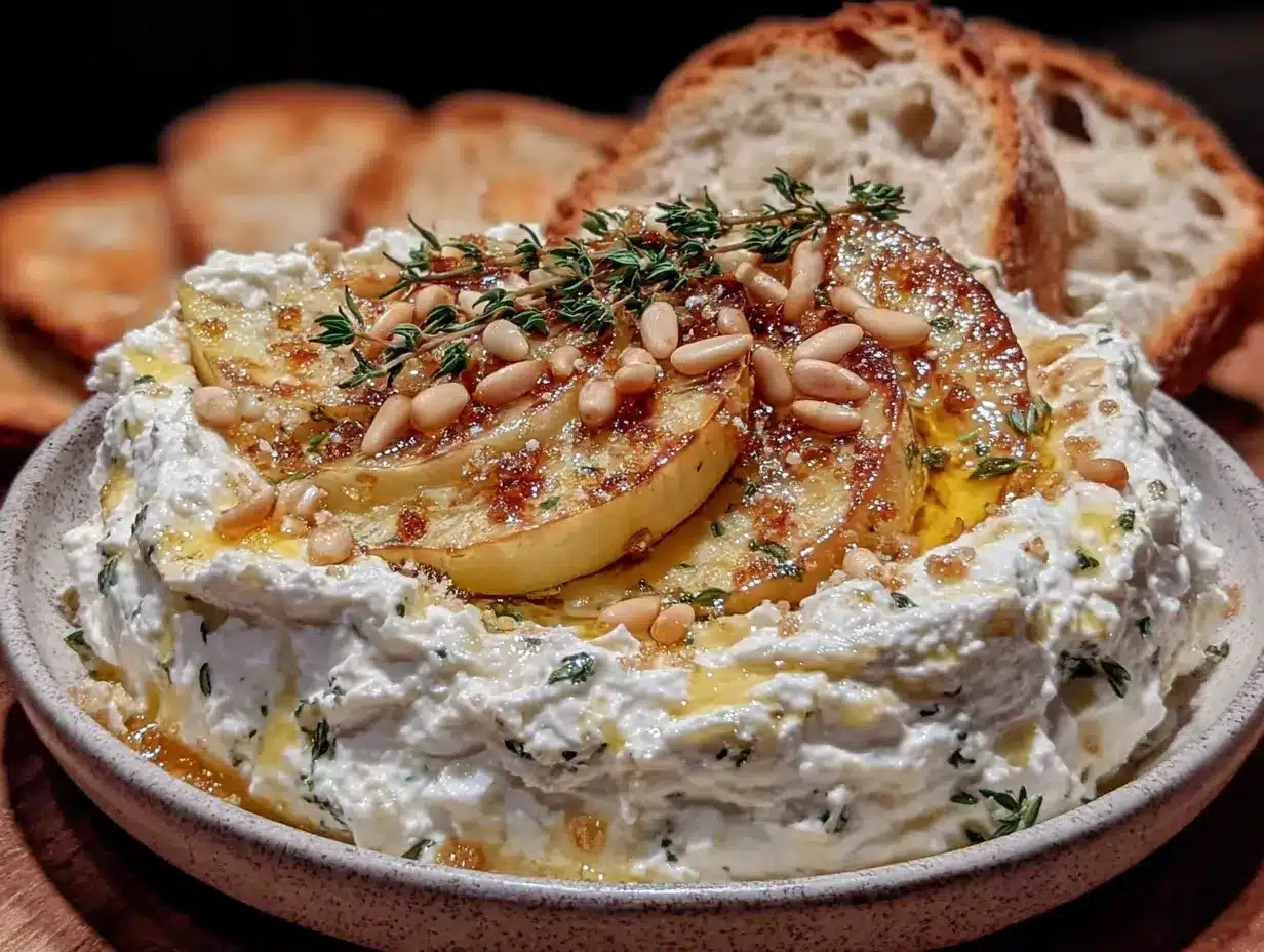 whipped feta dip with roasted pumpkin preparation steps
