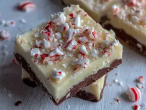 white chocolate peppermint bark fudge - featured image