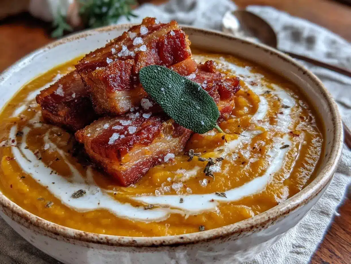 butternut squash and sage soup with bacon preparation steps