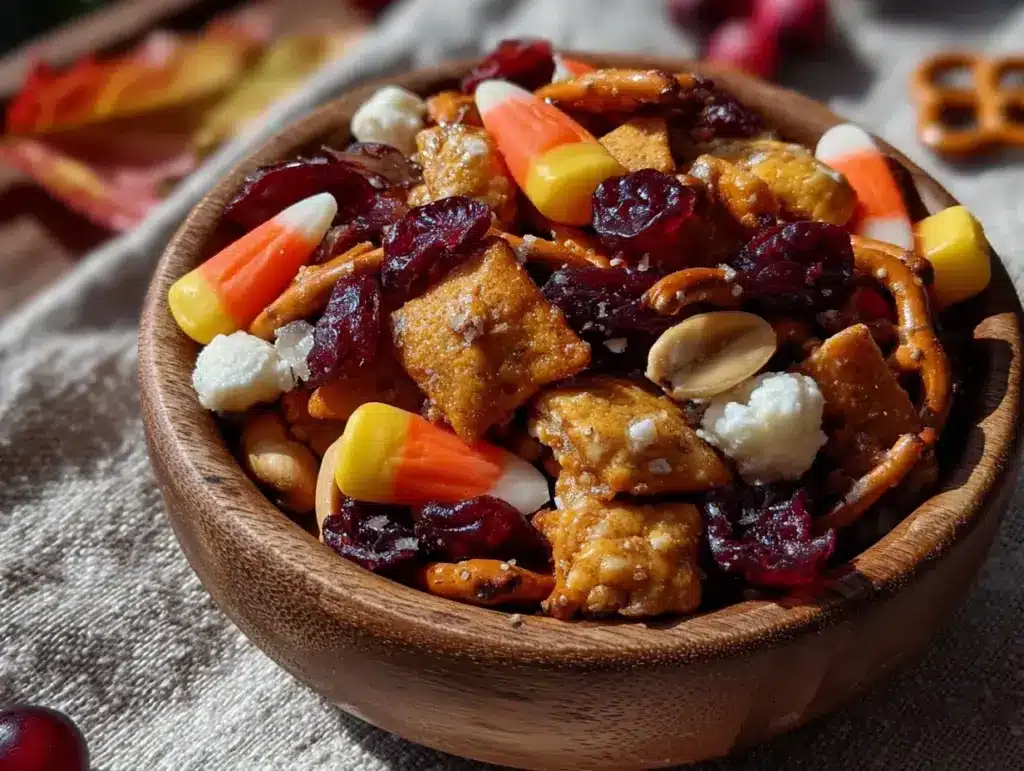 candy corn pumpkin seed trail mix - featured image