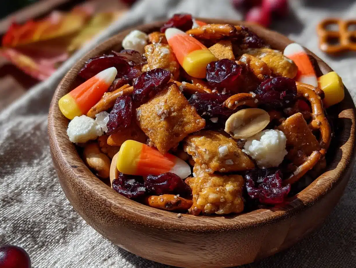 candy corn pumpkin seed trail mix - featured image
