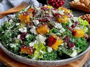 cozy autumn chopped salad with roasted squash and goat cheese - featured image