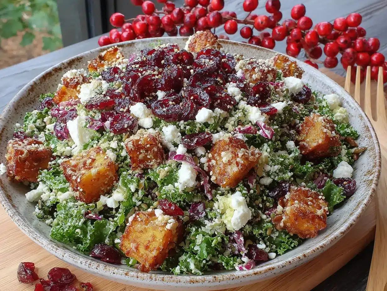 cozy autumn chopped salad with roasted squash and goat cheese preparation steps