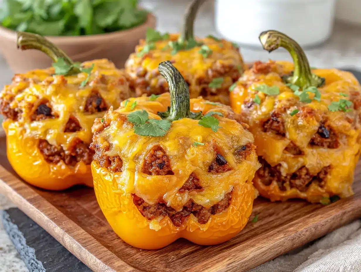 cozy jack-o-lantern stuffed bell peppers preparation steps