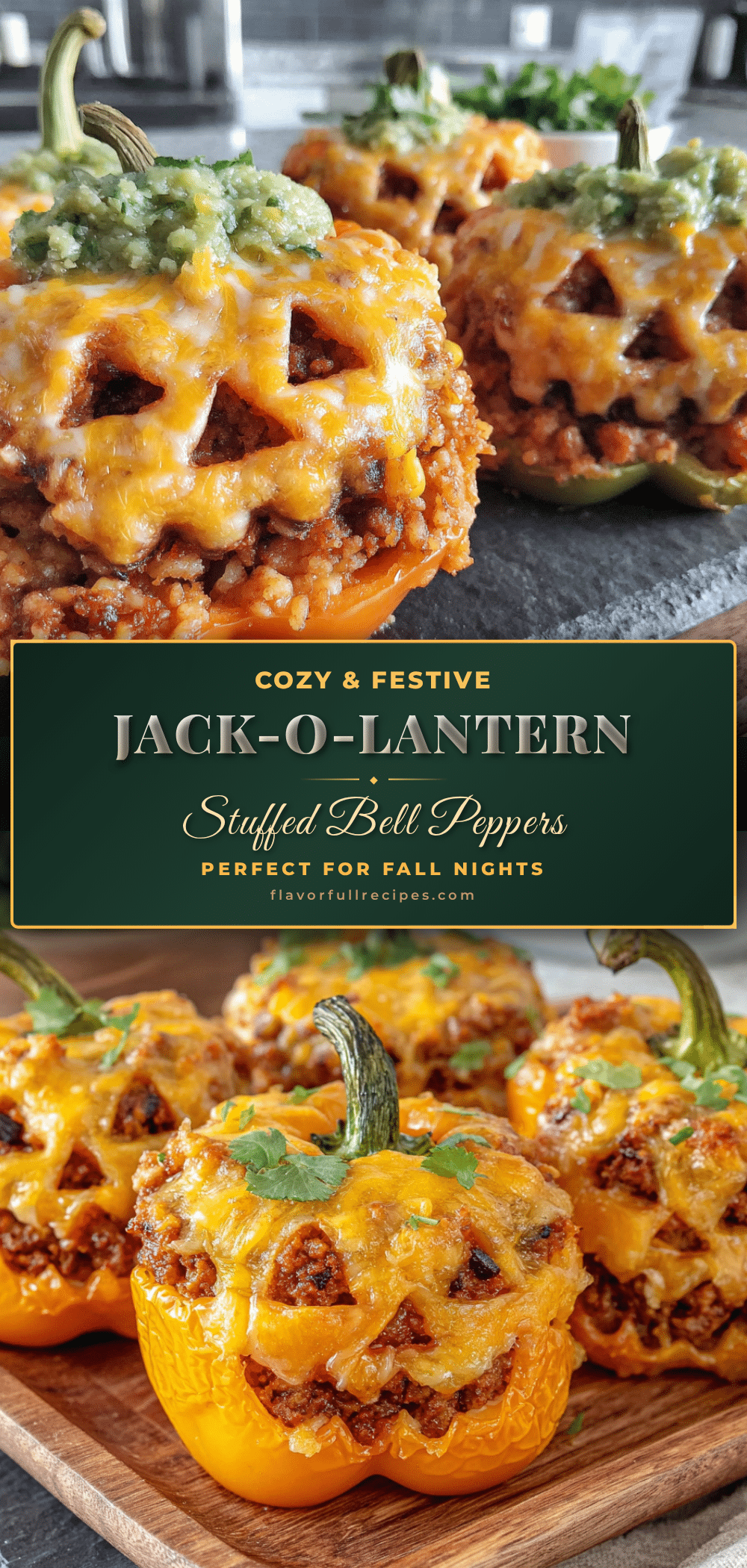 cozy jack-o-lantern stuffed bell peppers recipe