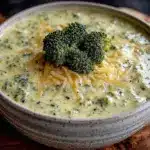 creamy crockpot cheddar broccoli soup - featured image