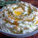 Crockpot Garlic Cream Cheese Mashed Potatoes - featured image