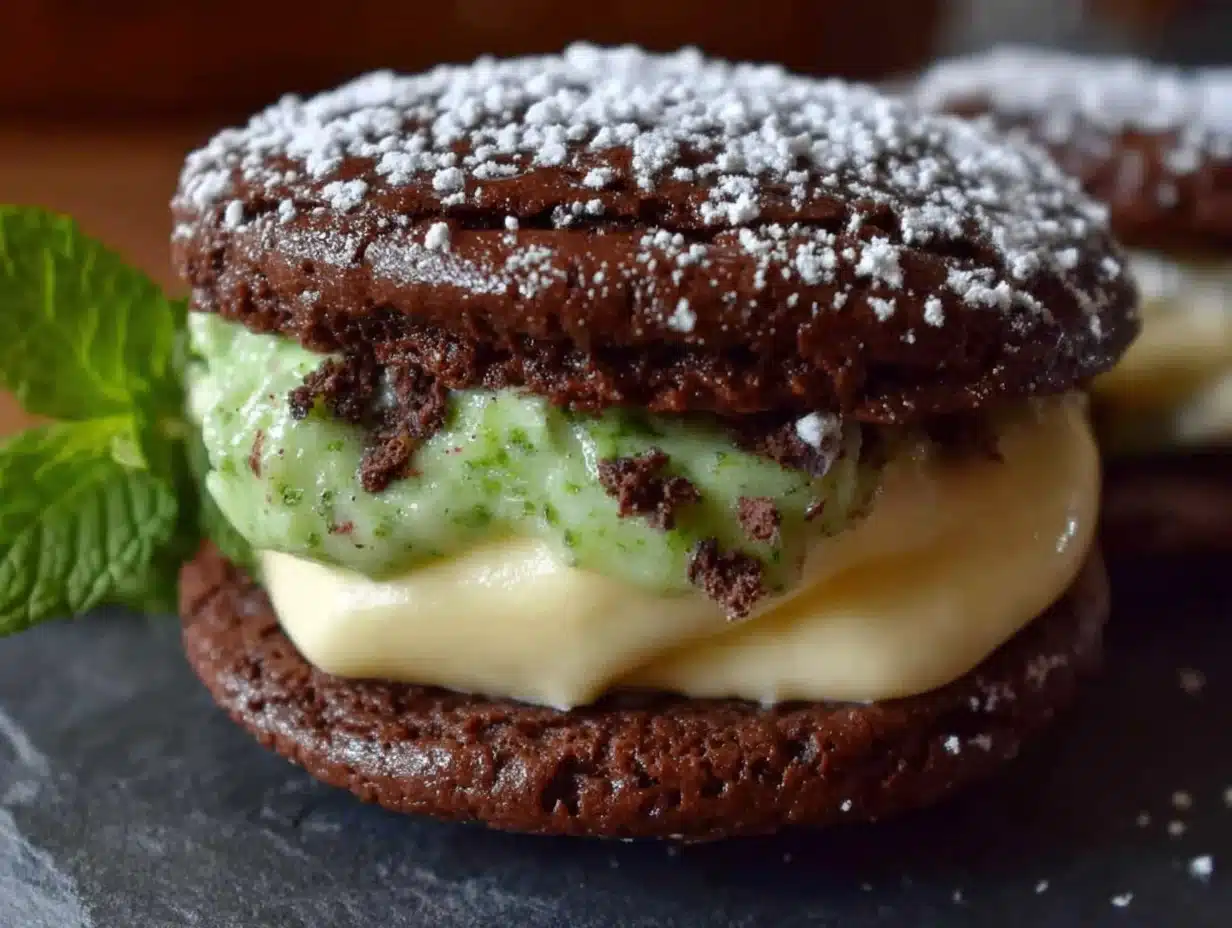 easy mint chocolate halloween sandwich cookies - featured image