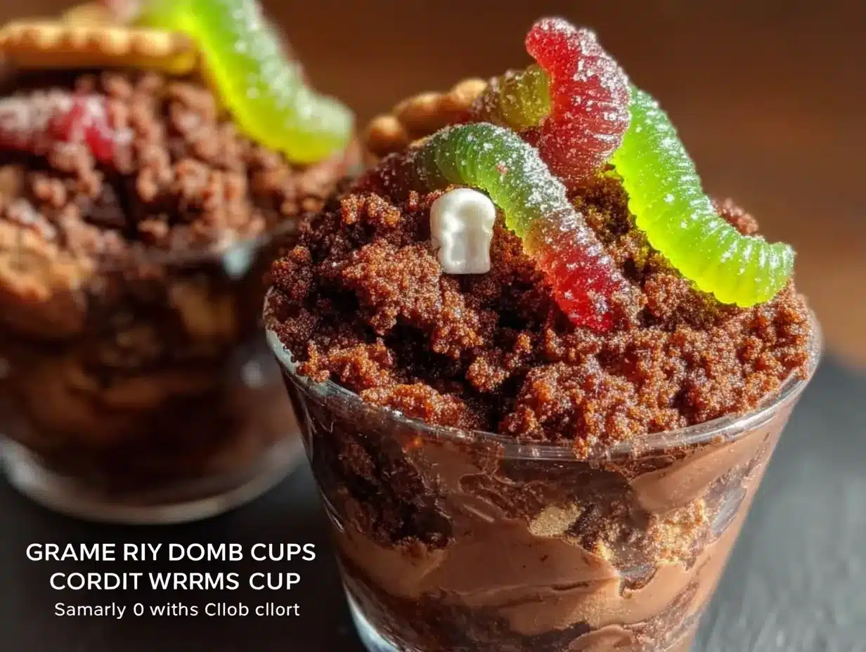 graveyard dirt cups with gummy worms preparation steps