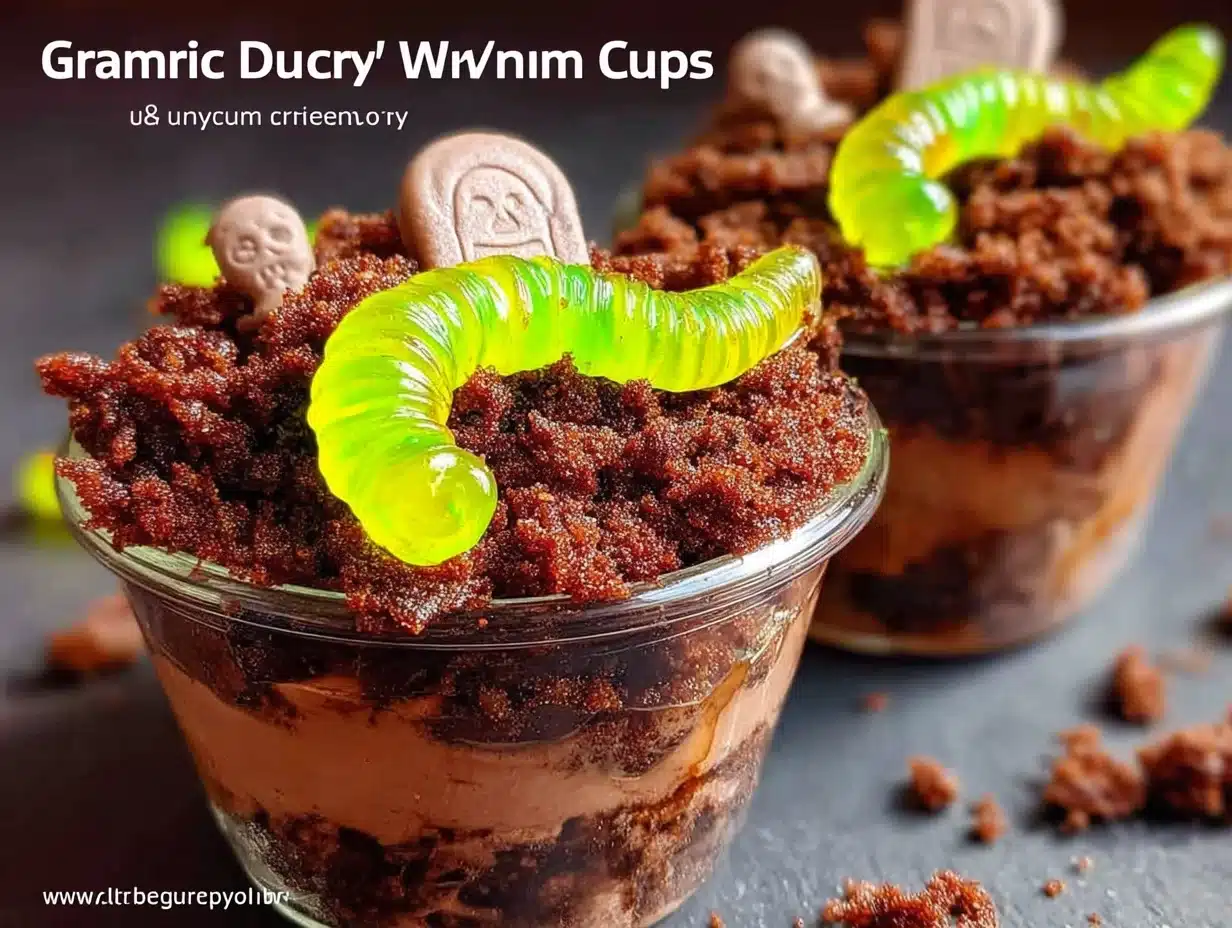 graveyard dirt cups with gummy worms - featured image