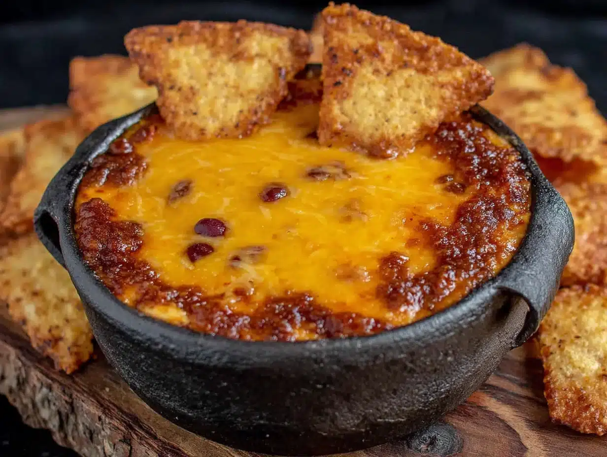 halloween black cauldron chili cheese dip - featured image