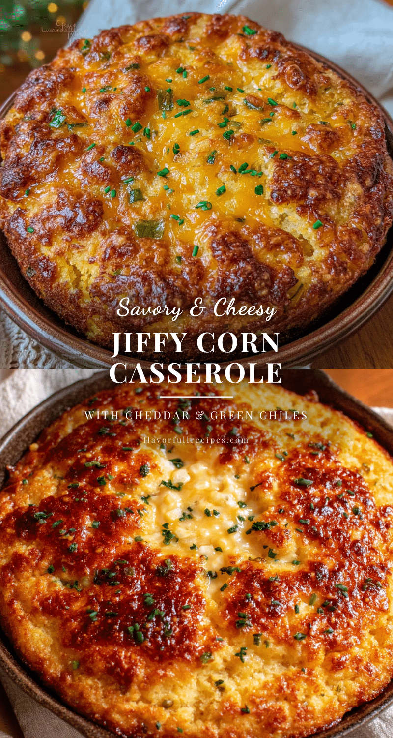 jiffy corn casserole with cheddar and green chiles recipe