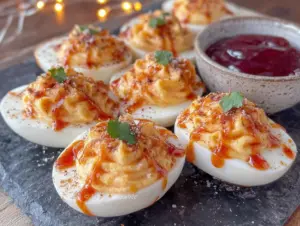 Lighter Sriracha Deviled Eggs - featured image