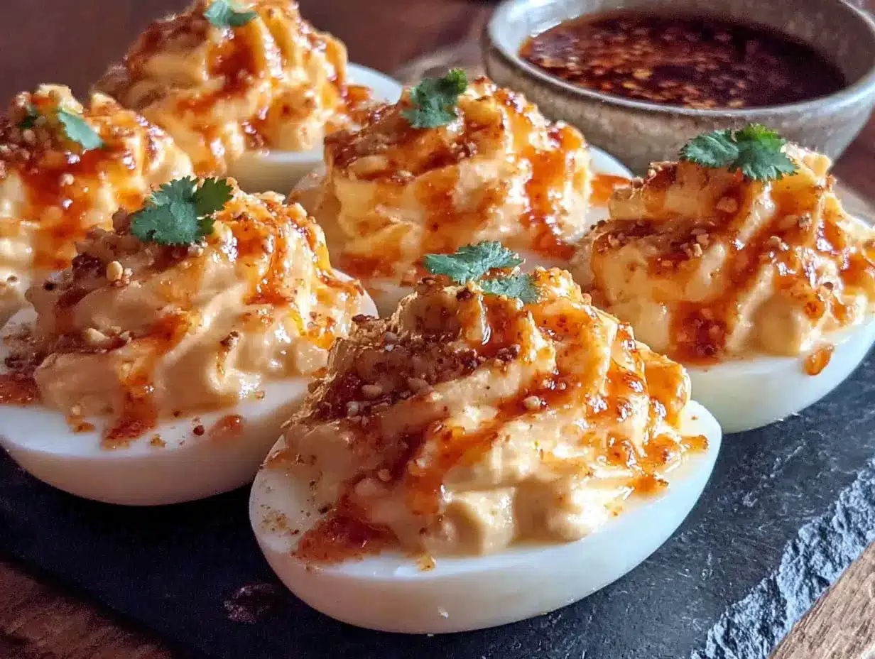 Lighter Sriracha Deviled Eggs preparation steps