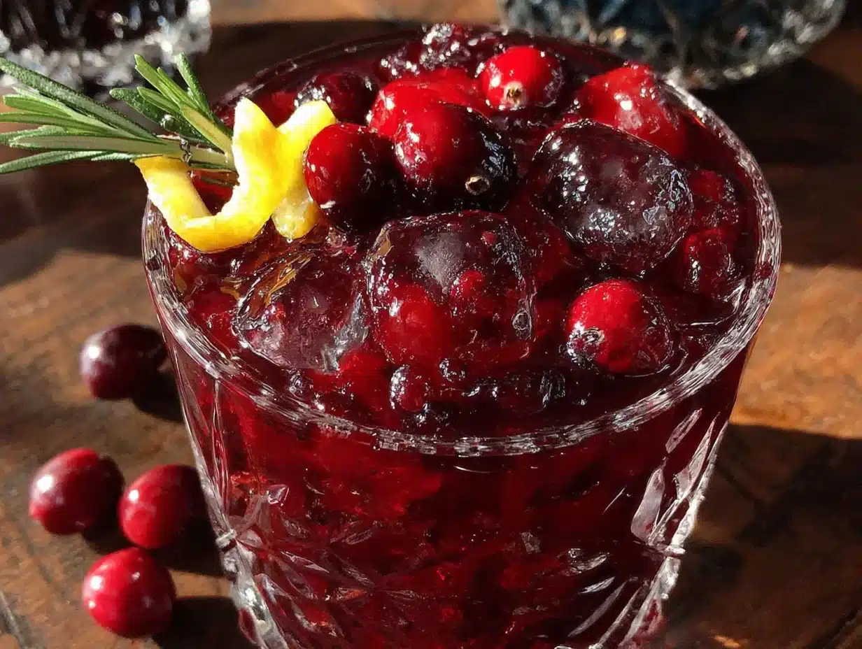 maple bourbon cranberry cocktail - featured image