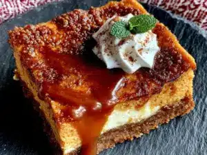 pumpkin cheesecake bars with gingersnap crust - featured image