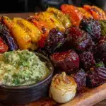 roasted garlic veggie tray with spooky ranch dip - featured image