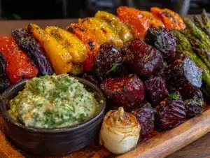 roasted garlic veggie tray with spooky ranch dip - featured image