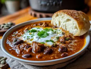 slow cooker pumpkin chili with black beans - featured image