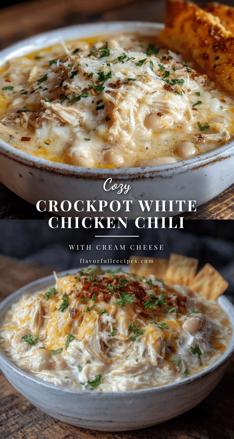 cozy crockpot white chicken chili with cream cheese recipe