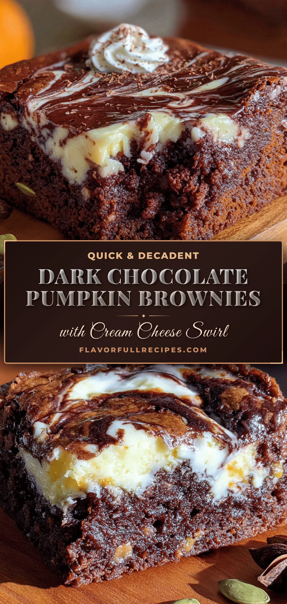dark chocolate pumpkin brownies with cream cheese swirl recipe