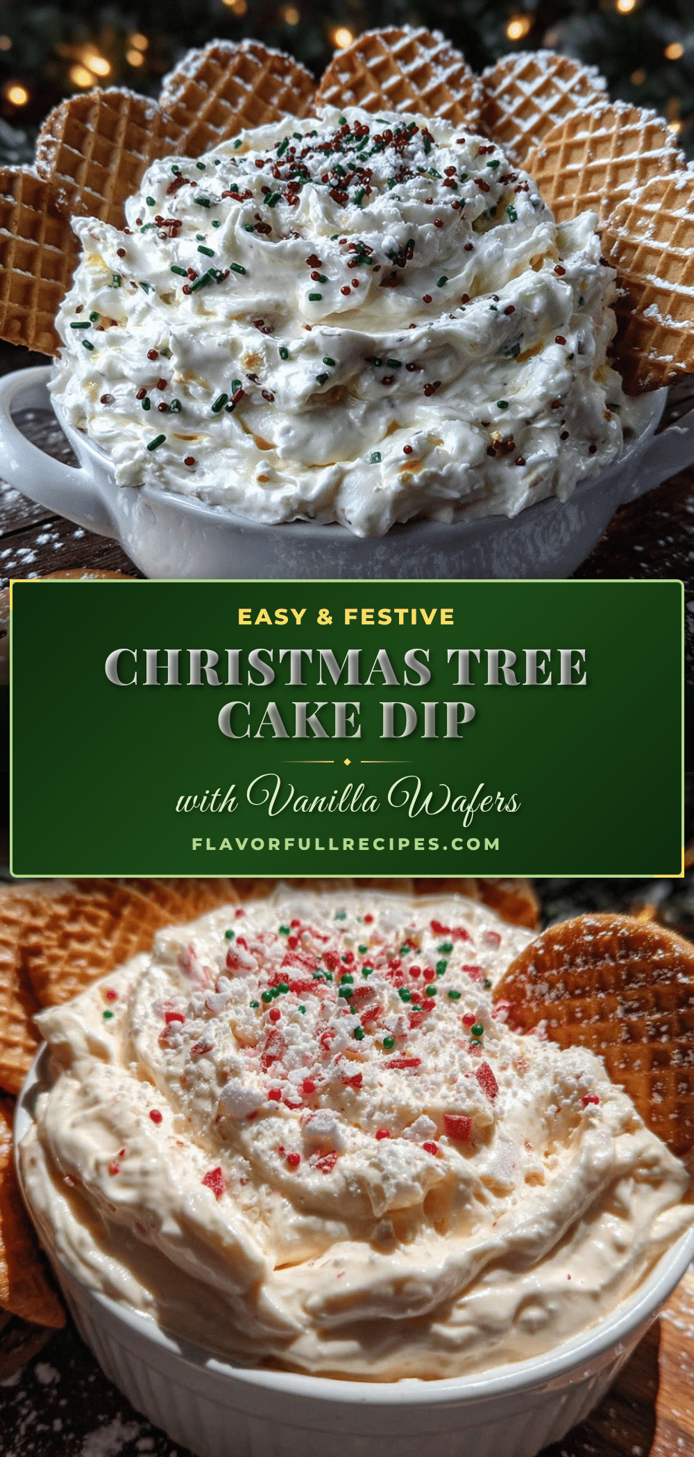 Easy Christmas Tree Cake Dip with Vanilla Wafers recipe