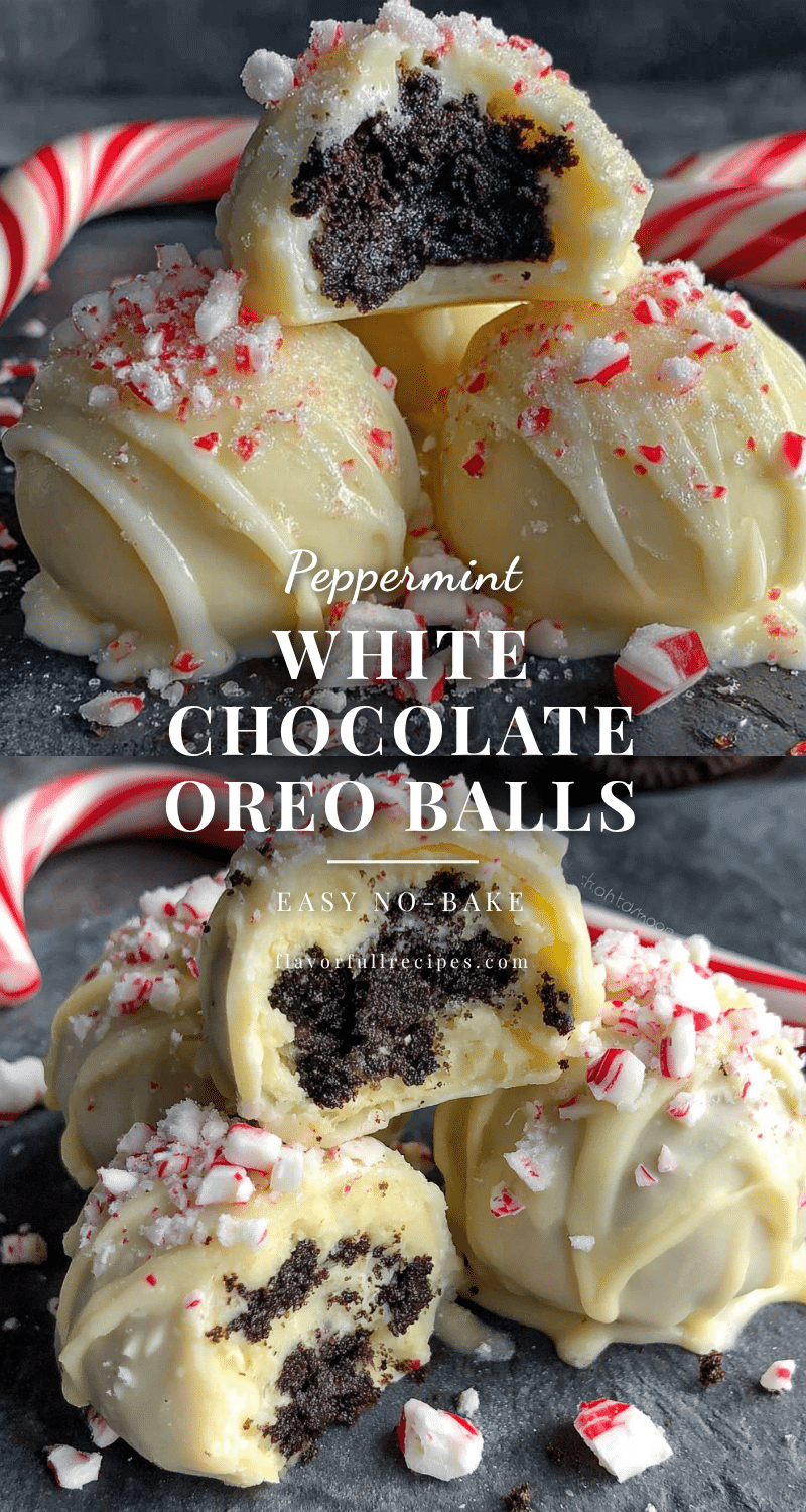 Easy No-Bake Peppermint White Chocolate Oreo Balls recipe