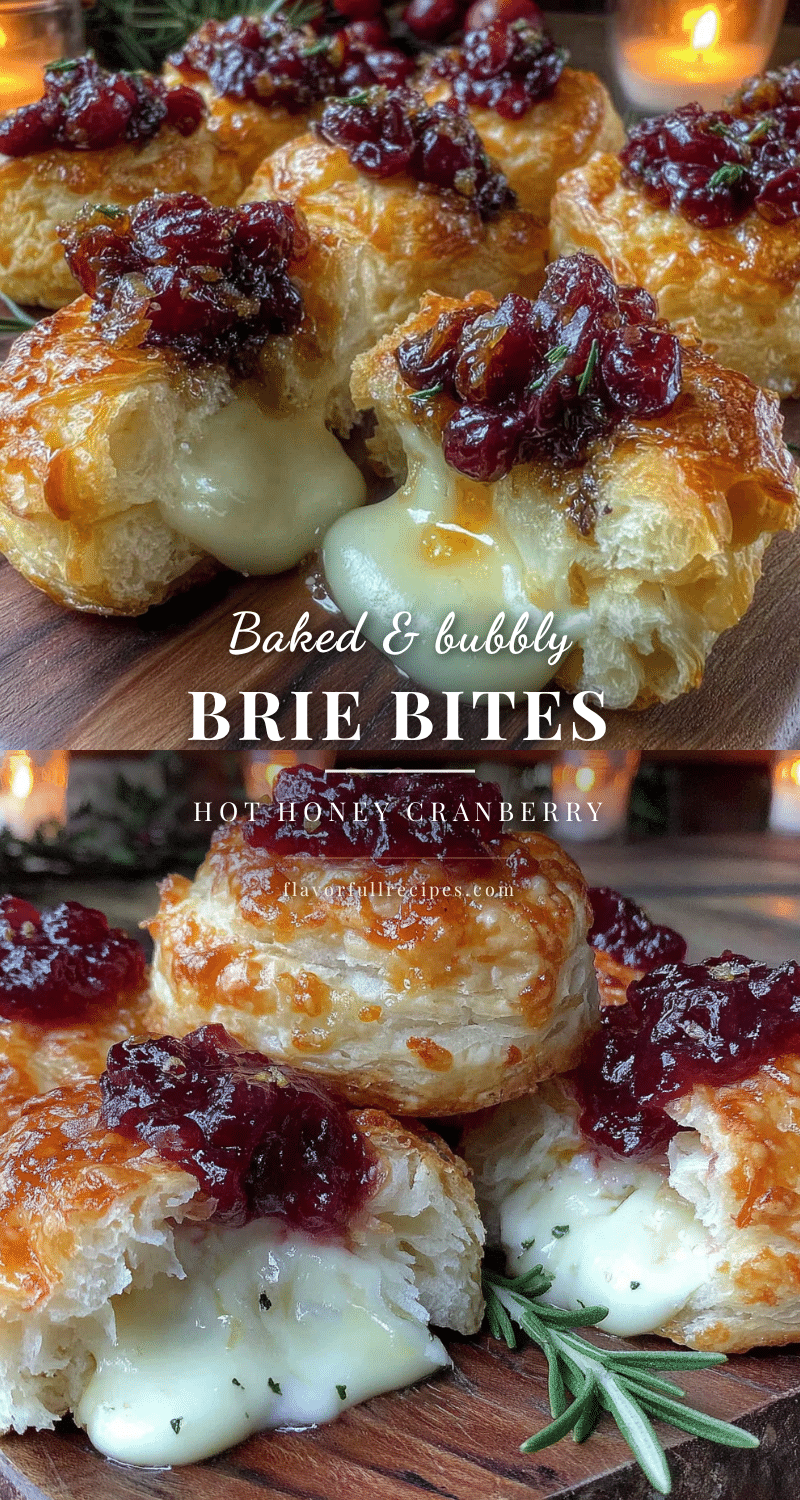 hot honey cranberry baked brie bites recipe