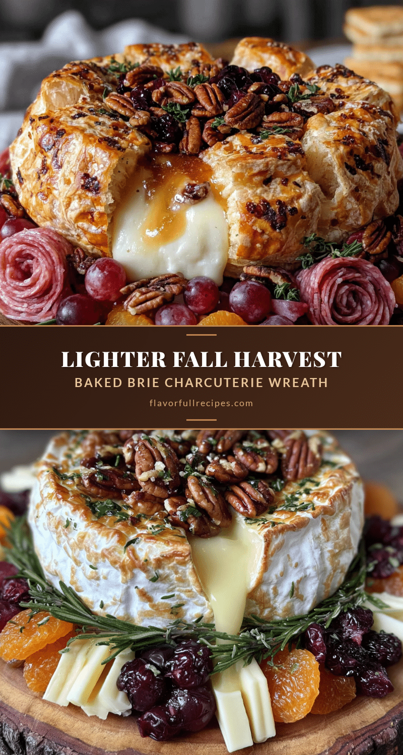 lighter fall harvest baked brie charcuterie wreath recipe