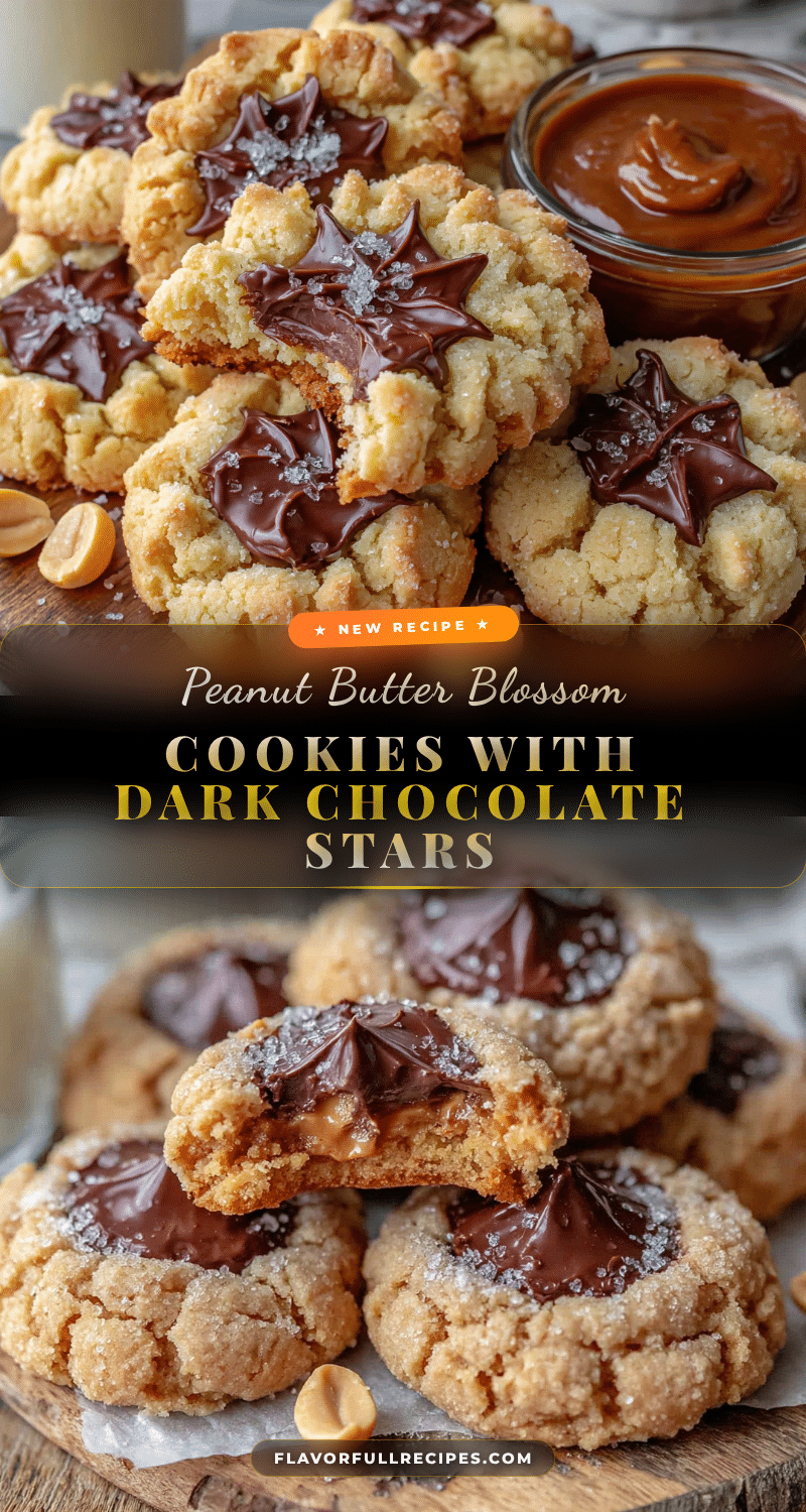 peanut butter blossom cookies with dark chocolate stars recipe
