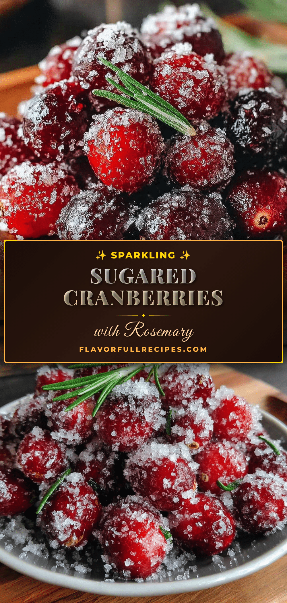 sparkling sugared cranberries with rosemary recipe